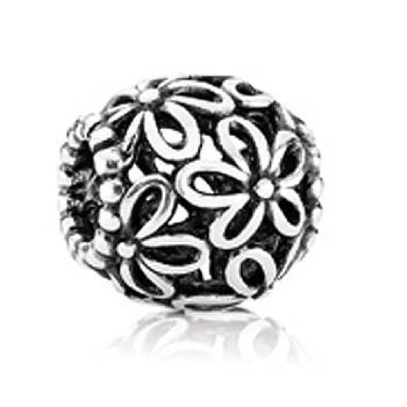 Pandora Jewelry - Retired lovely filigree flower bead charm.